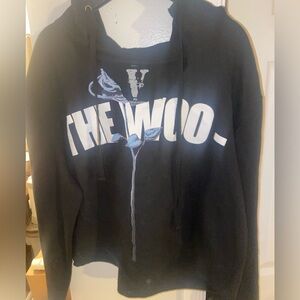 Pop Smoke x Vlone The Woo Black Hoodie size XL Vneck Cropped